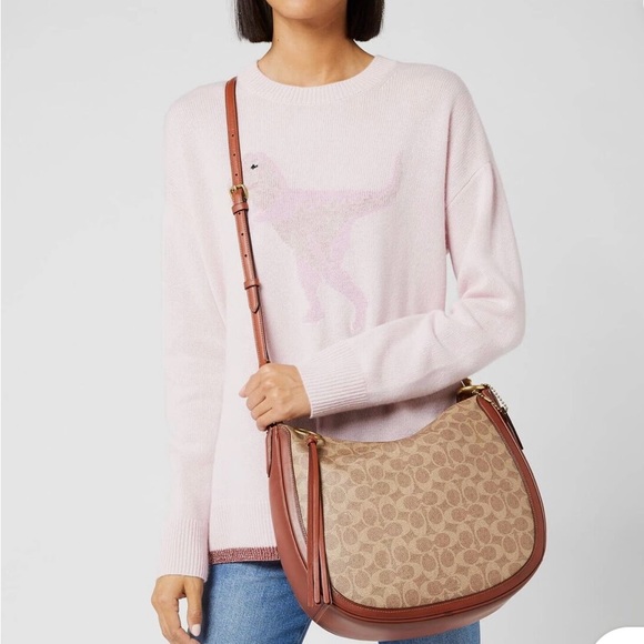 Coach Sutton Hobo in Signature Coated Canvas with Saddle Brown Trim Like New - Picture 5 of 16